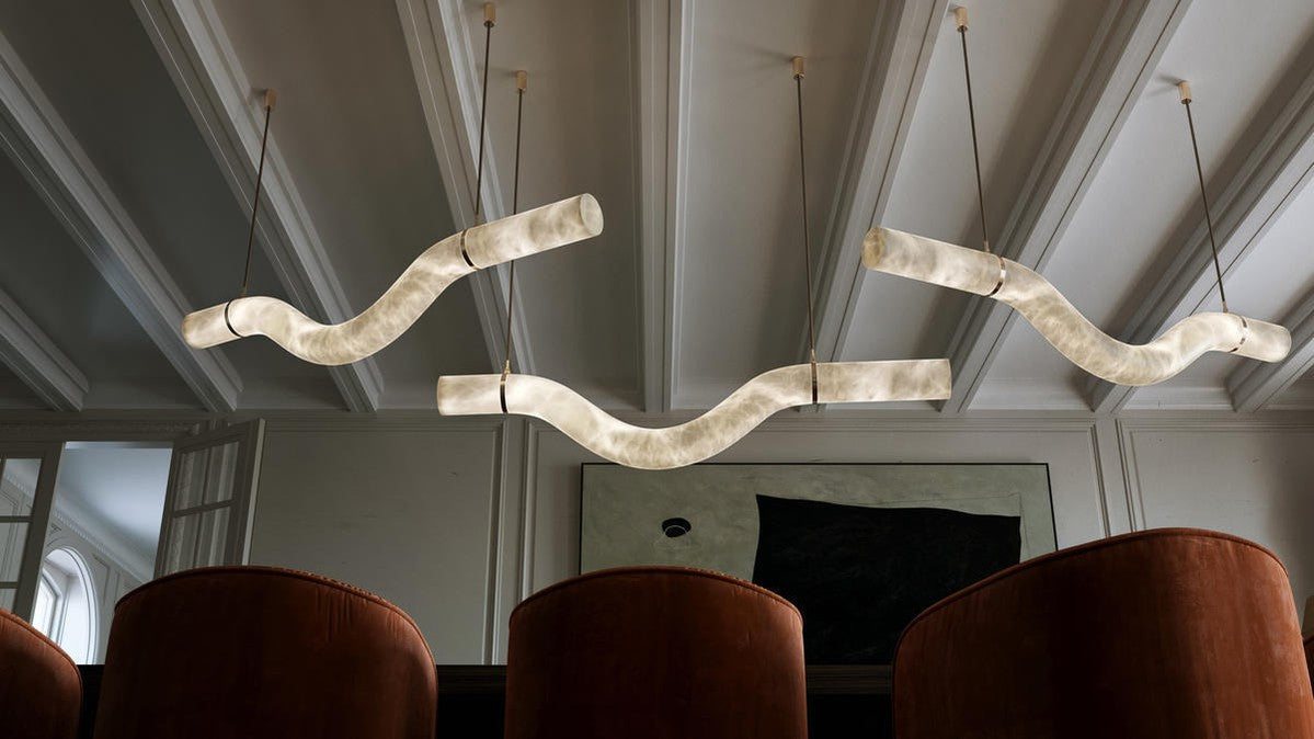 Alabaster Curved Chandelier-Momo Lighting