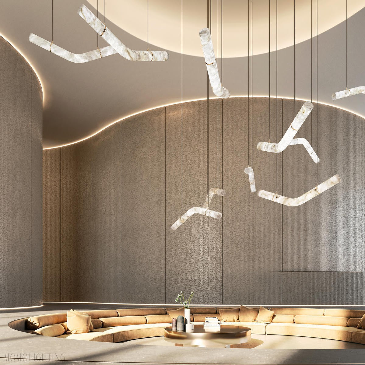 Alabaster Curved Chandelier-Momo Lighting