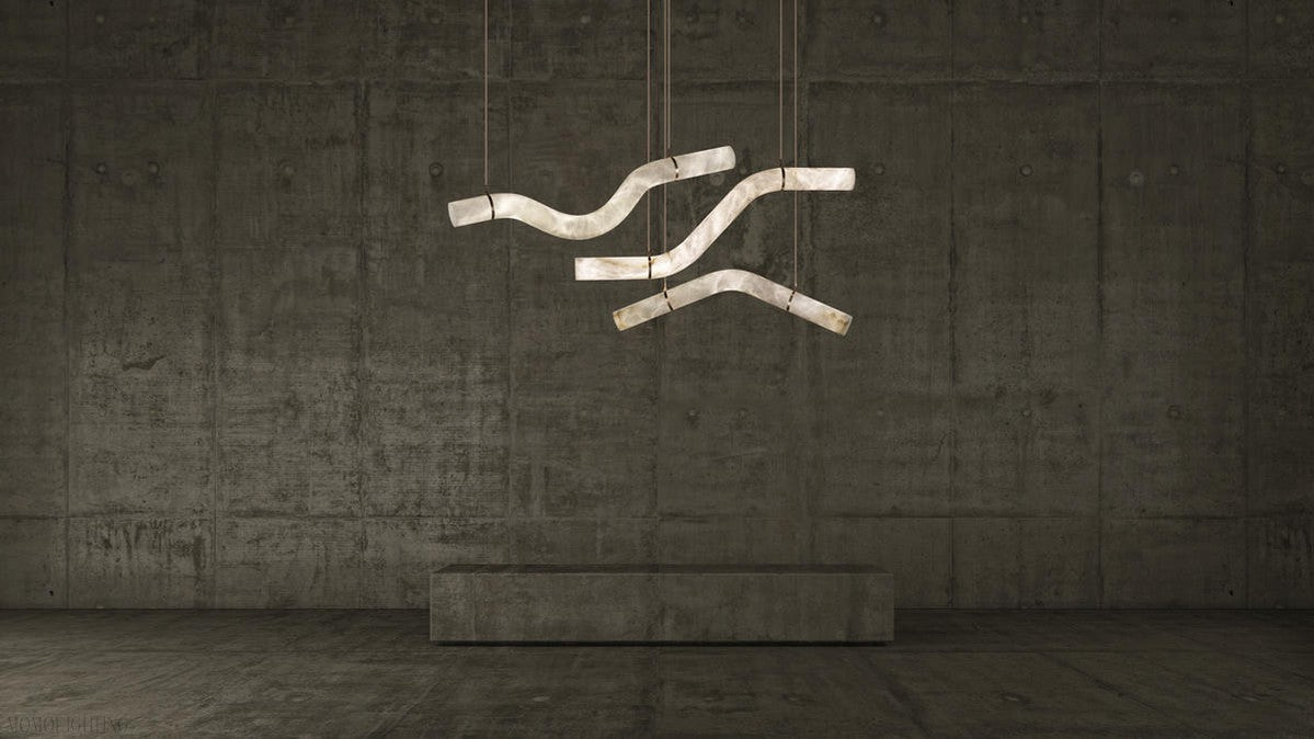Alabaster Curved Chandelier-Momo Lighting