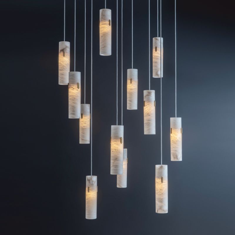 Alabaster Deco 12-Light Cluster Chandelier-Momo Lighting