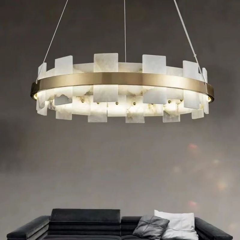 Alabaster Glo Modern Round Chandelier-Momo Lighting