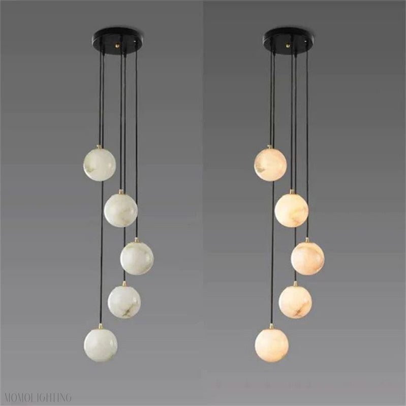 Alabaster Global Wavy Chandelier-Momo Lighting