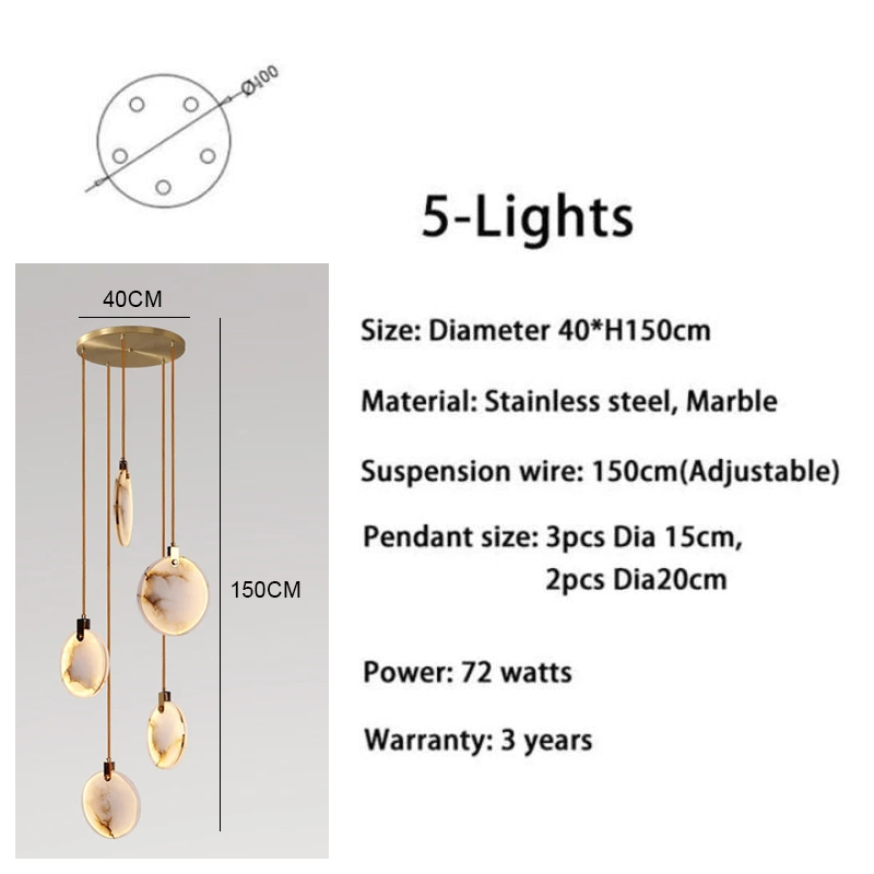 Alabaster Long Staircase Chandelier 5 styles-Momo Lighting