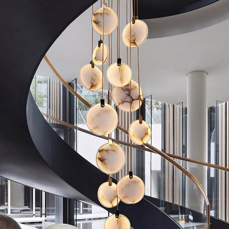 Alabaster Long Staircase Chandelier 5 styles-Momo Lighting