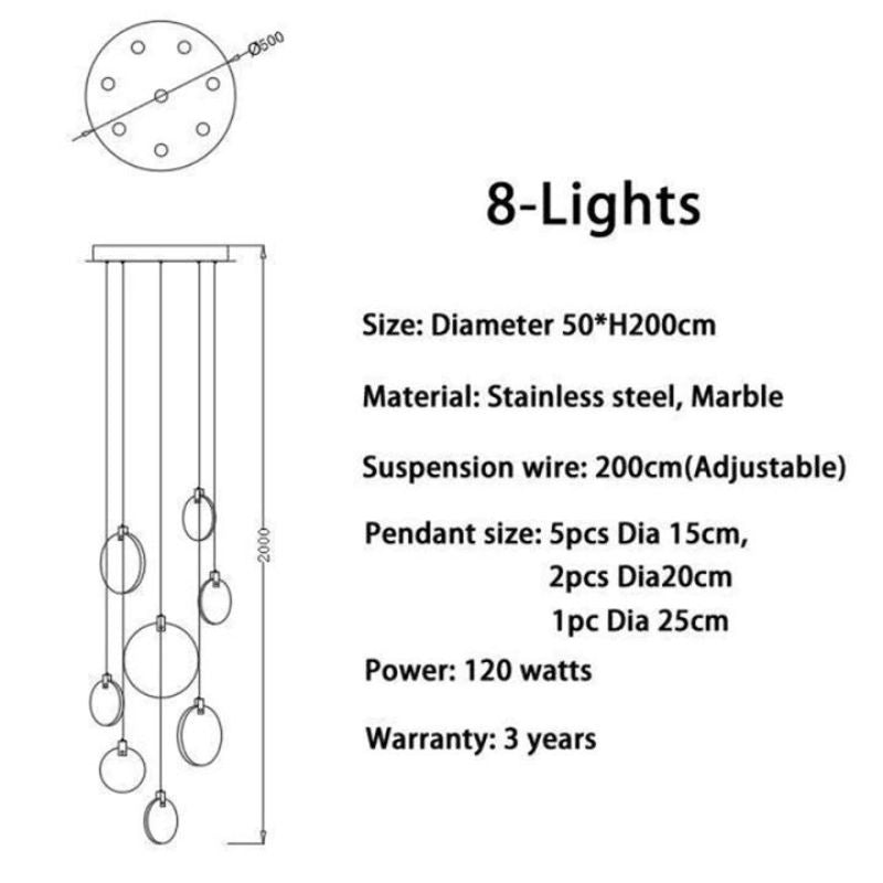 Alabaster Long Staircase Chandelier 5 styles-Momo Lighting