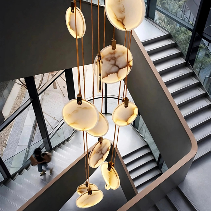 Alabaster Long Staircase Chandelier 5 styles-Momo Lighting