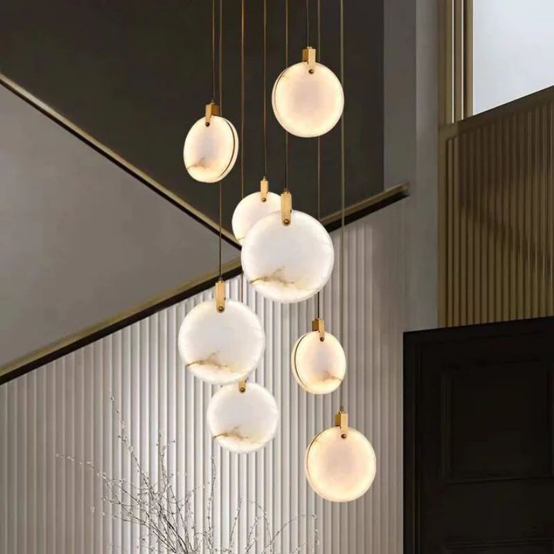 Alabaster Long Staircase Chandelier 5 styles-Momo Lighting