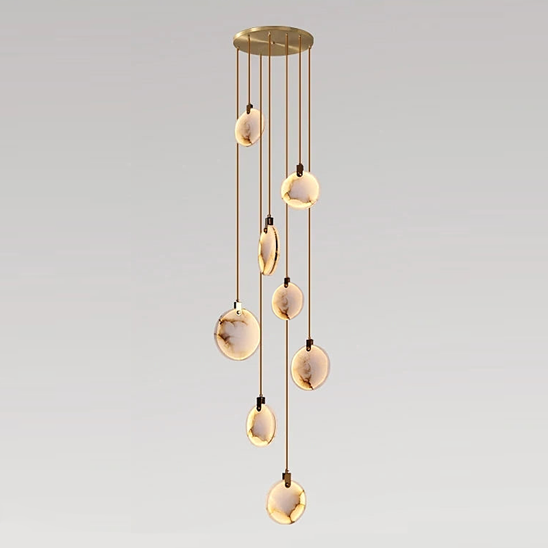 Alabaster Long Staircase Chandelier 5 styles-Momo Lighting