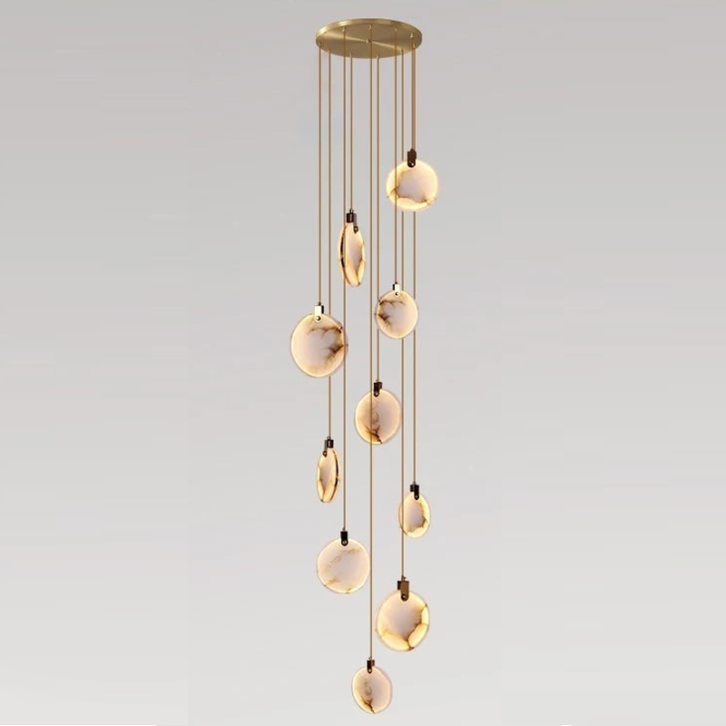 Alabaster Long Staircase Chandelier 5 styles-Momo Lighting