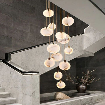 Alabaster Long Staircase Chandelier 5 styles-Momo Lighting