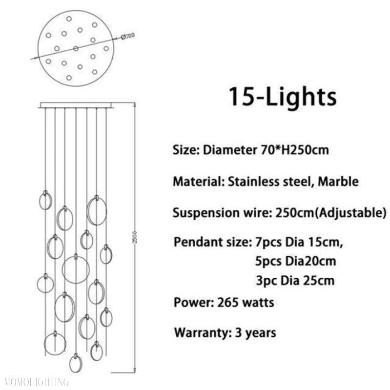 Alabaster Long Staircase Chandelier-Momo Lighting