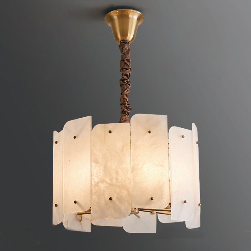 Alabaster Lorry Round Chandelier 20" 31"-Momo Lighting