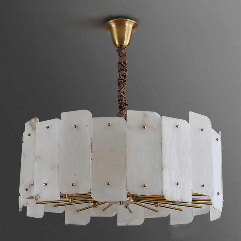 Alabaster Lorry Round Chandelier 20" 31"-Momo Lighting