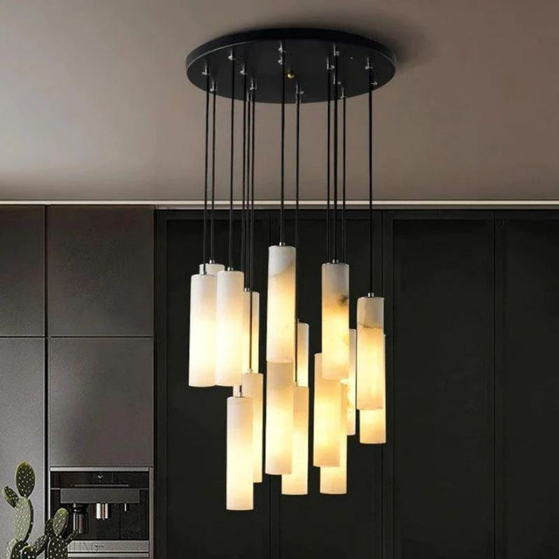 Alabaster Modern Cylindrical Round Chandelier 79"H-Momo Lighting