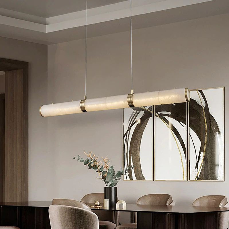 Alabaster Pillar Linear Chandelier-Momo Lighting