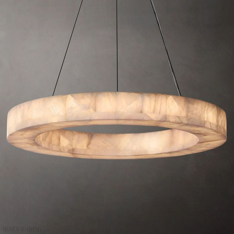 Alabaster Riven Round Chandelier 31"-Momo Lighting