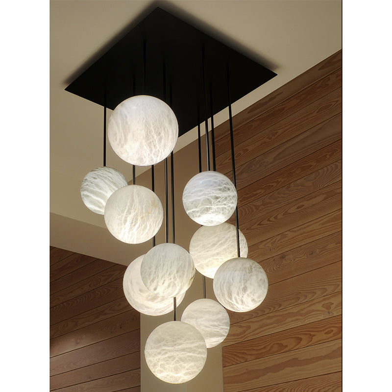 Alabaster Sphere Group Pendant Chandelier,Multi Pendant Light-Momo Lighting
