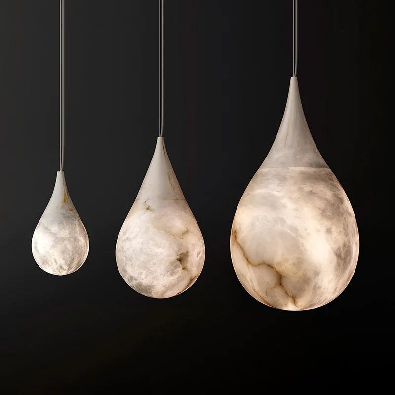 Alabaster Raindrop Pendant Lighting, Dining Table Pendant