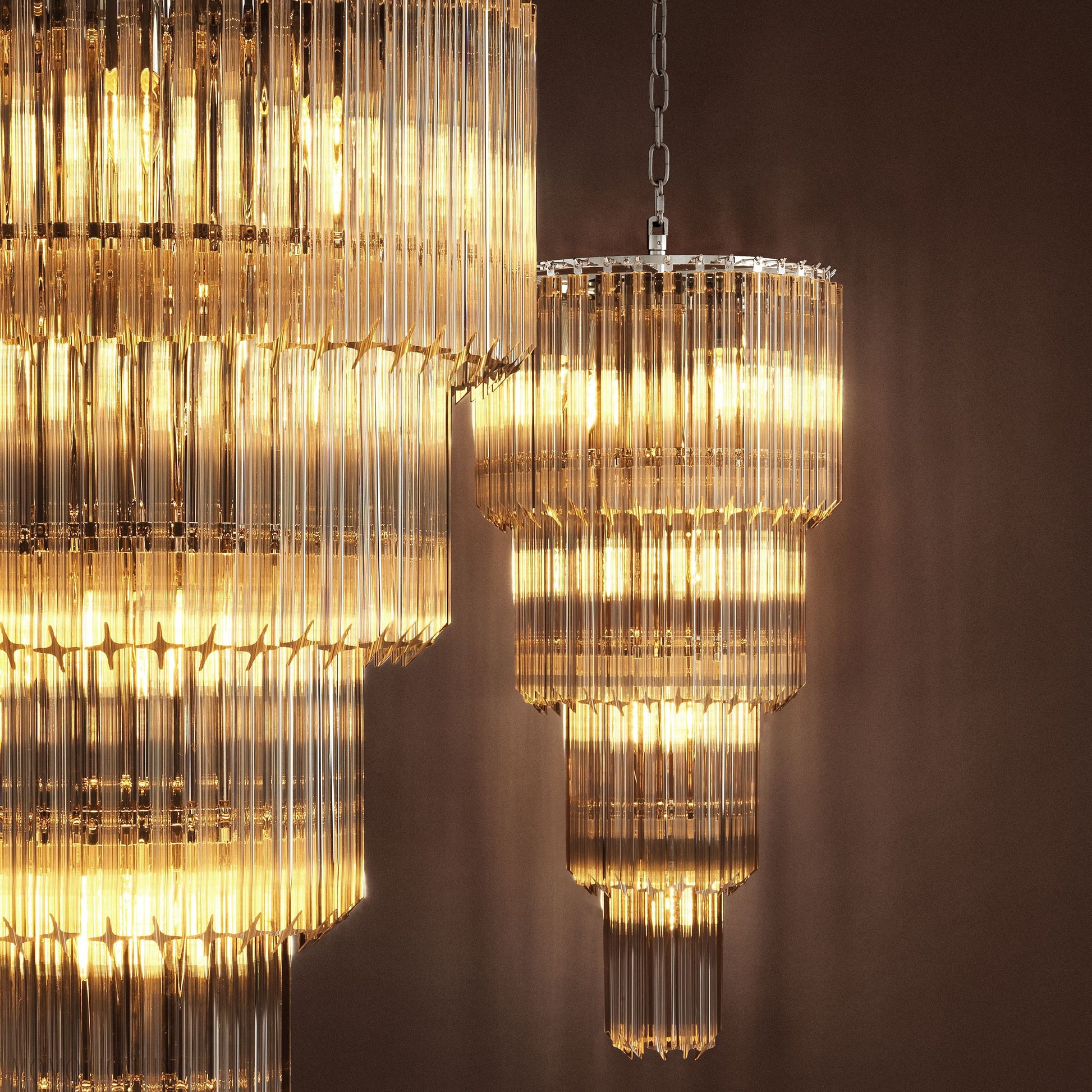 Alpina Modern Glass Chandelier - [Nickel]-Momo Lighting