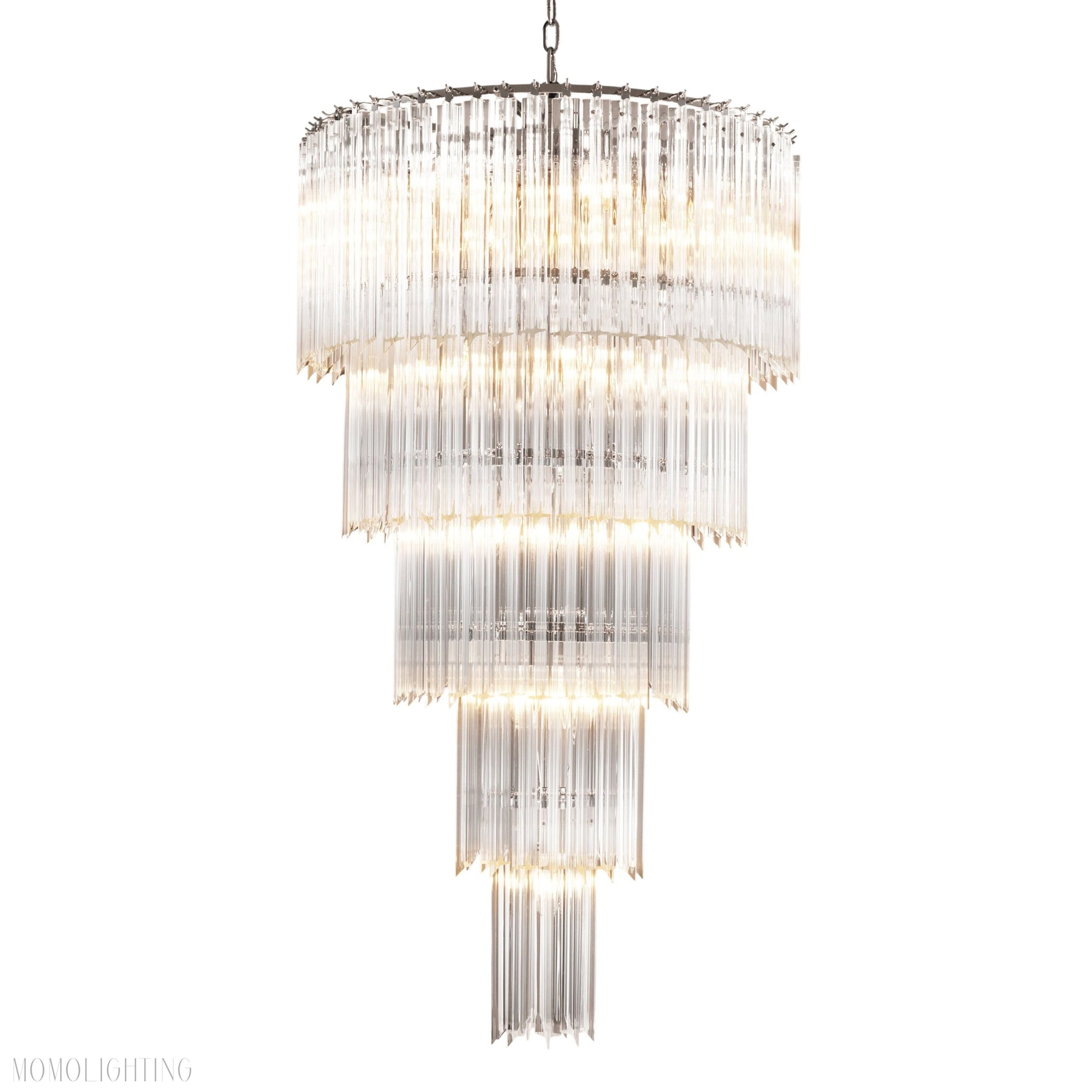 Alpina Modern Glass Chandelier - [Nickel]-Momo Lighting