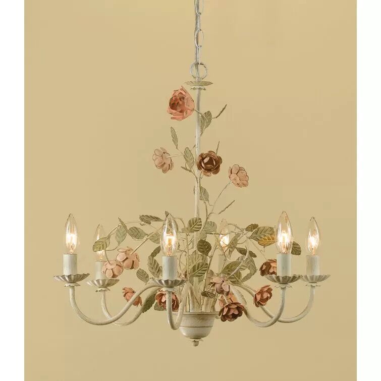 American Country Style Rustic Vintage Wrought Iron Flower Rose Chandelier Art Lamp for Bedroom Study Dining Room-Momo Lighting
