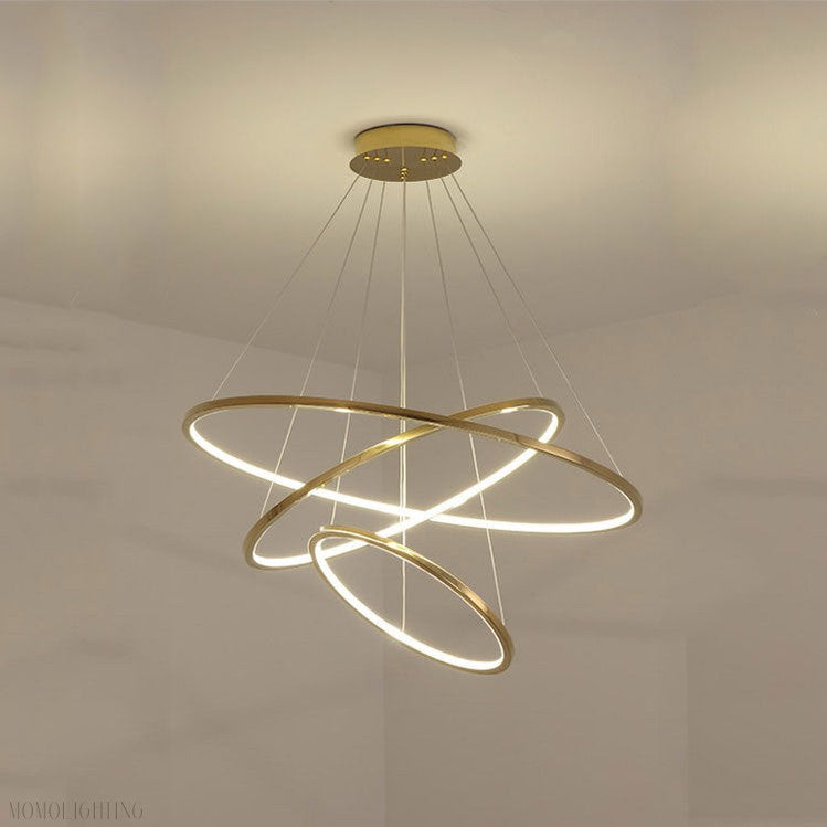 Amina Gold Multi Rings Chandelier for Lobby Villa