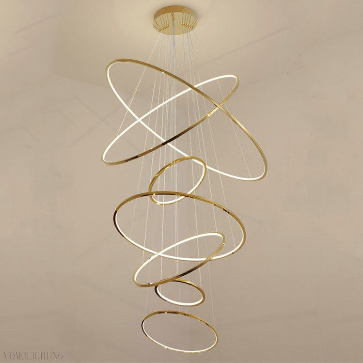 Amina Gold Multi Rings Chandelier for Lobby Villa