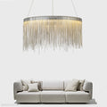 Angelina Aluminum Chain Tassel Round Chandelier-Momo Lighting