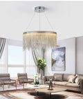Angelina Aluminum Chain Tassel Round Chandelier-Momo Lighting