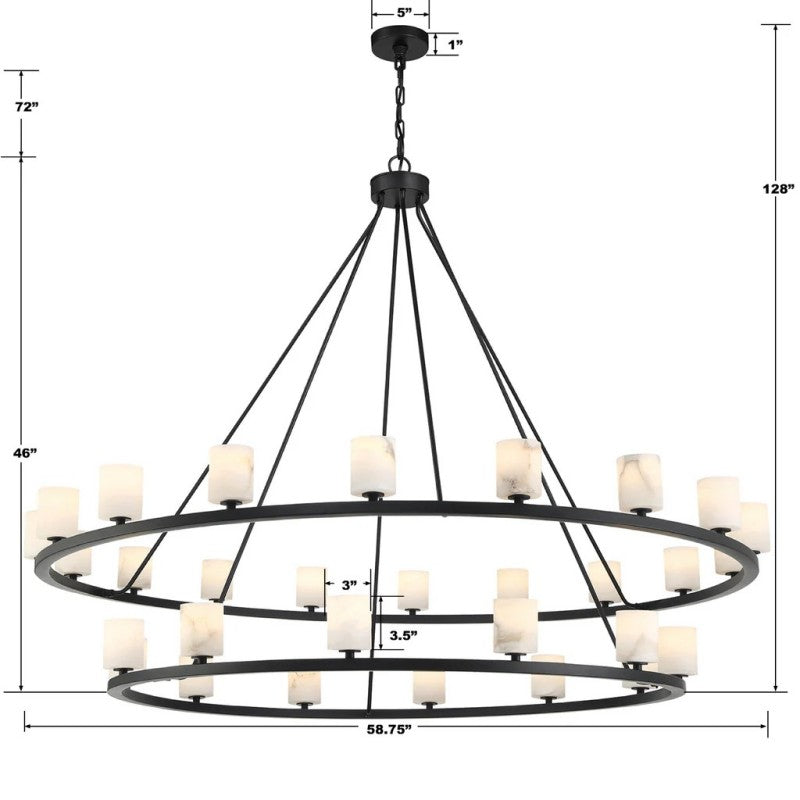 Aragon 30 Light Chandelier Alabaster-Momo Lighting