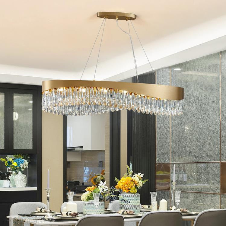 Arian Oval Crystal Chandelier-Momo Lighting