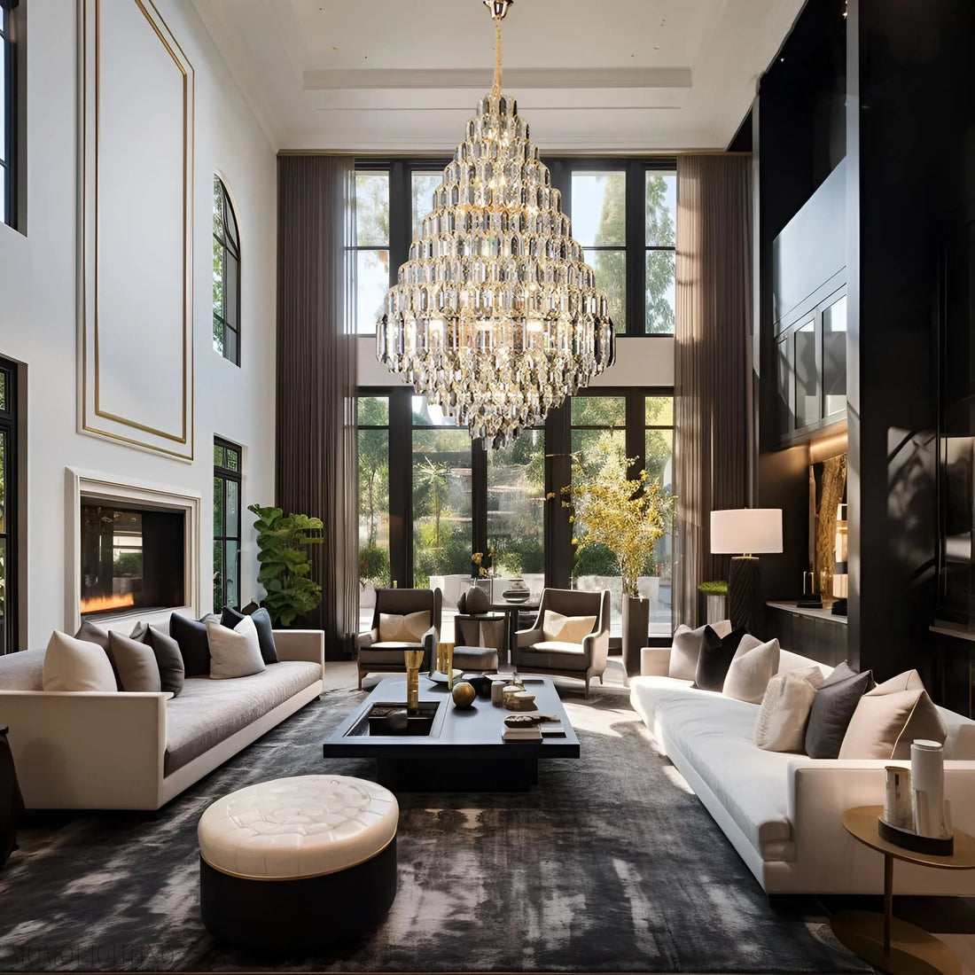 Ariana Somke And Clear Crystal Chandelier-Momo Lighting