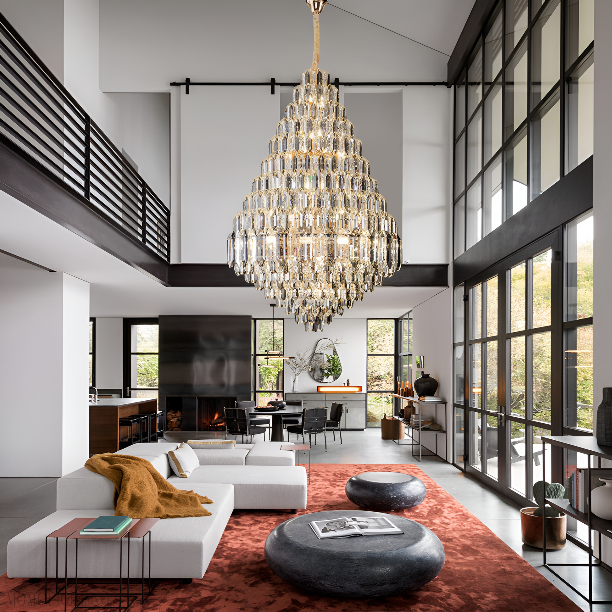 Ariana Somke And Clear Crystal Chandelier-Momo Lighting