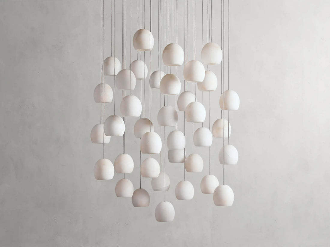 Arica Alabaster Modern Round Chandelier-Momo Lighting