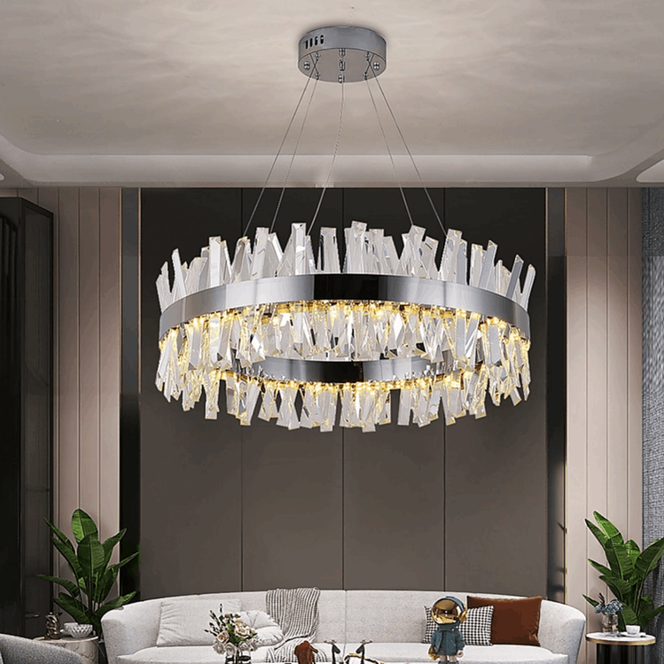 Arsen Crystal Round Chandelier-Momo Lighting