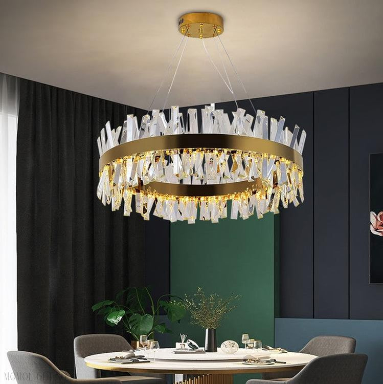 Arsen Crystal Round Chandelier-Momo Lighting