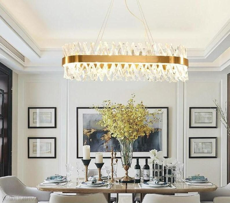 Arsenio Oval Crystal Chandelier-Momo Lighting