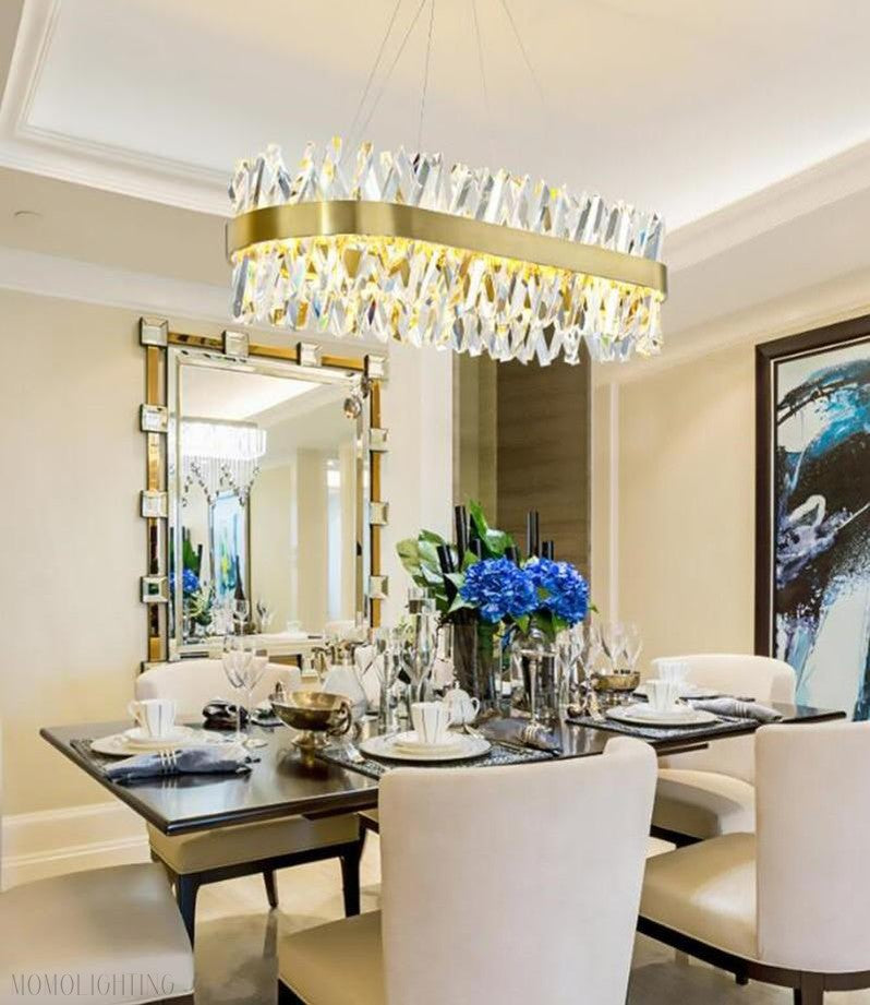 Arsenio Oval Crystal Chandelier-Momo Lighting