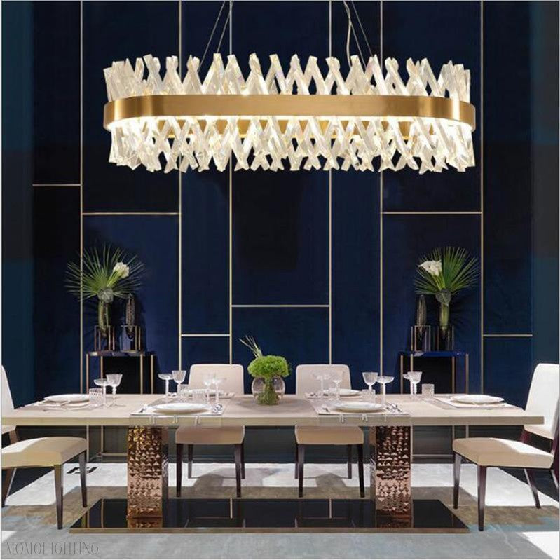 Arsenio Oval Crystal Chandelier-Momo Lighting
