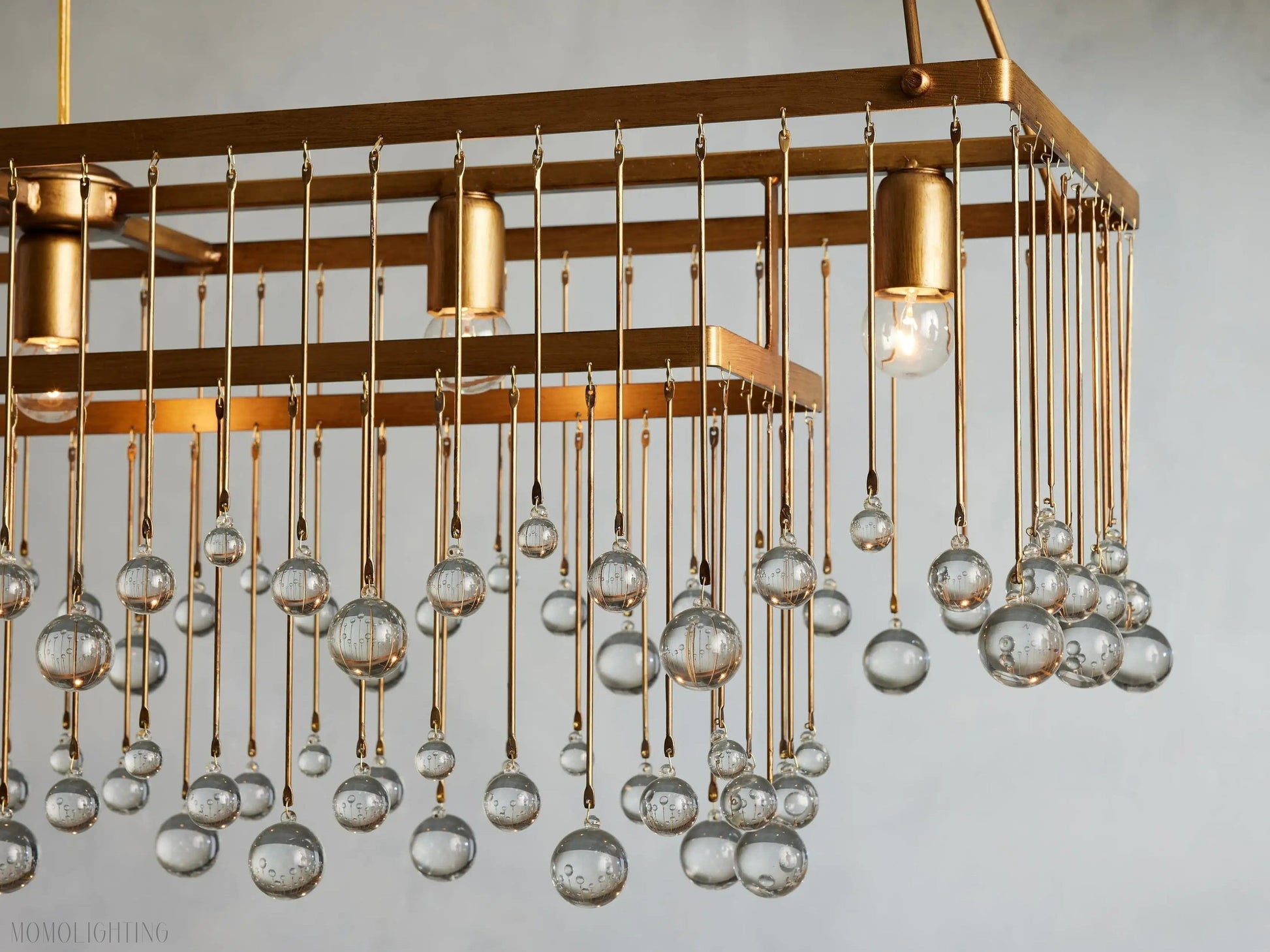 Aubrey Crystal Ball Rectangular Chandelier 47'' 60''-Momo Lighting