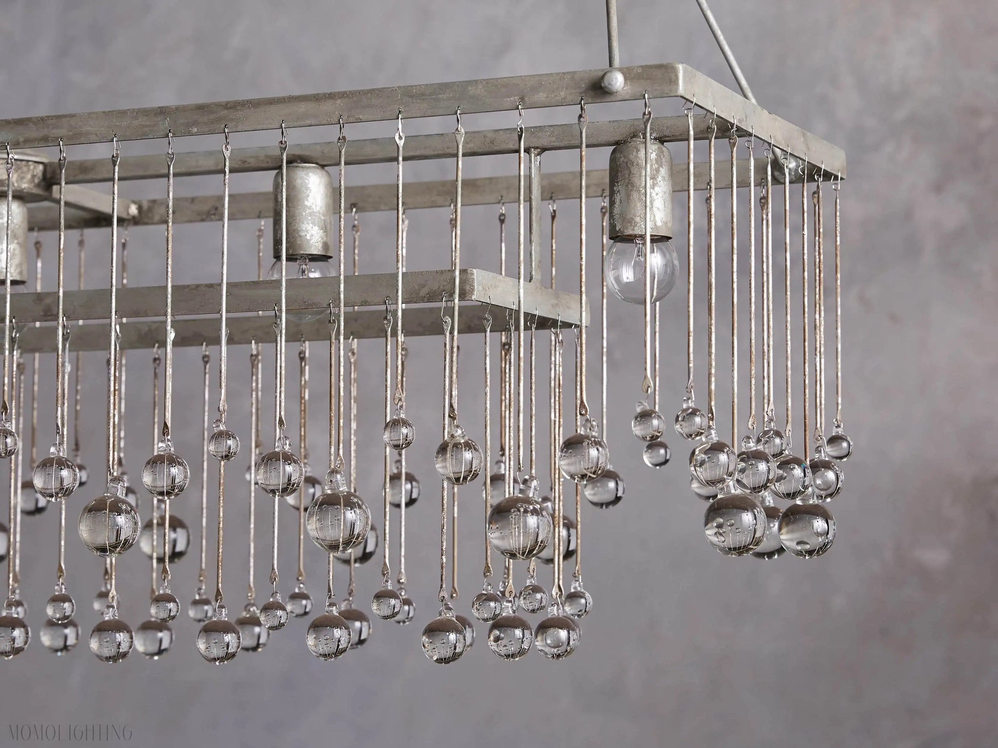 Aubrey Crystal Ball Rectangular Chandelier 47'' 60''-Momo Lighting