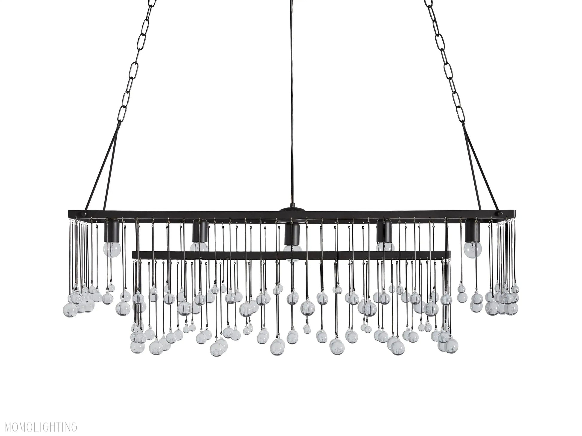 Aubrey Crystal Ball Rectangular Chandelier 47'' 60''-Momo Lighting