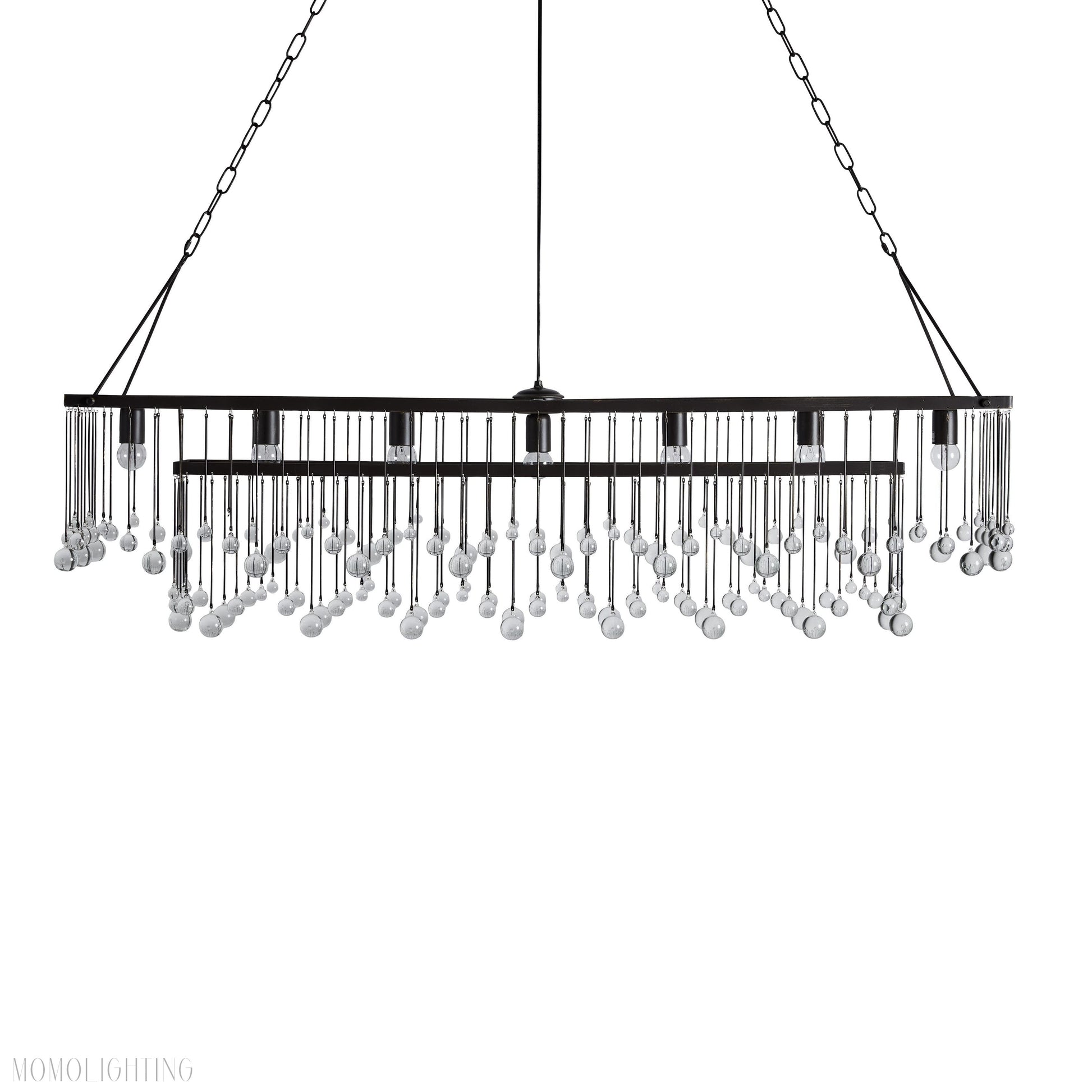 Aubrey Crystal Ball Rectangular Chandelier 47'' 60''-Momo Lighting
