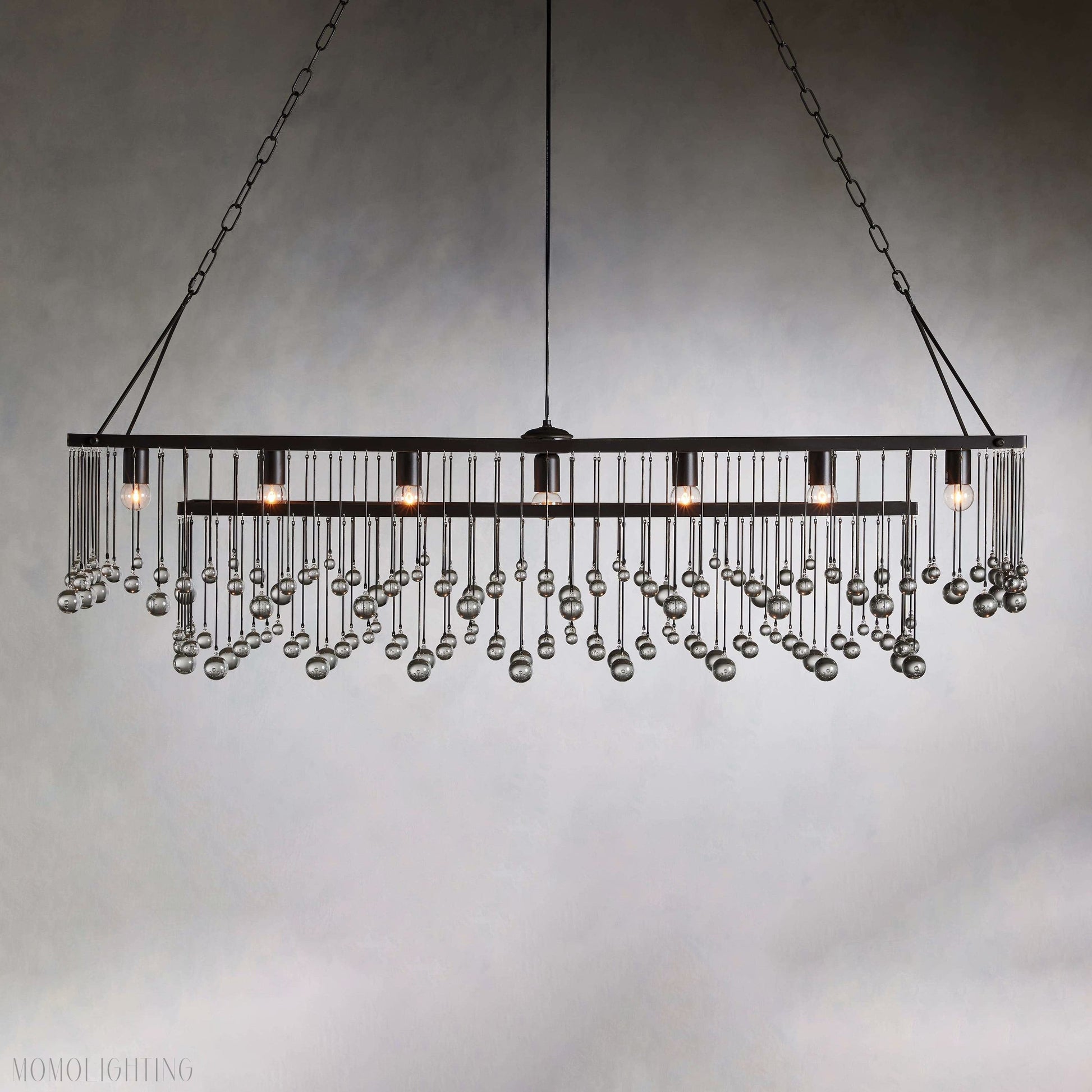 Aubrey Crystal Ball Rectangular Chandelier 47'' 60''-Momo Lighting