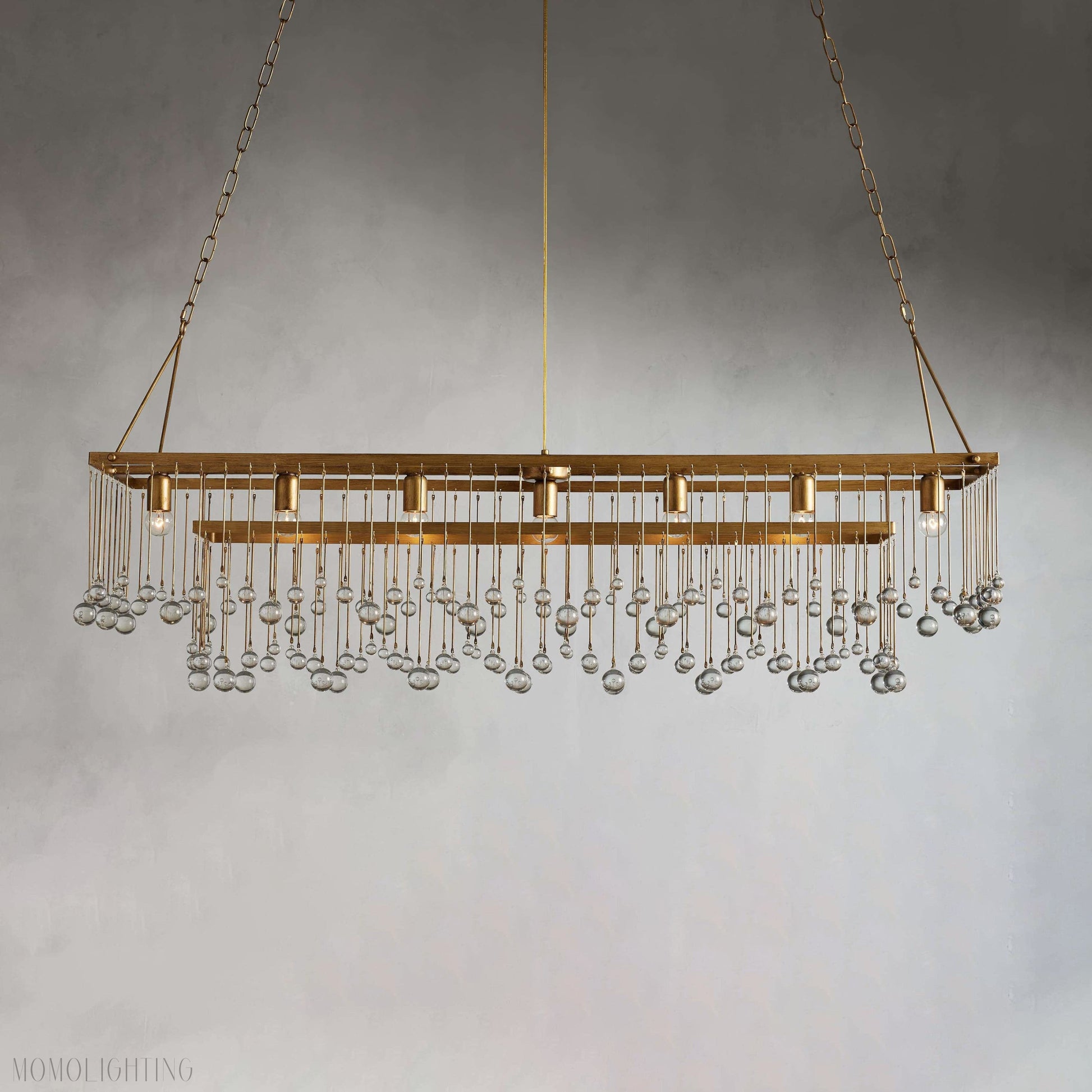 Aubrey Crystal Ball Rectangular Chandelier 47'' 60''-Momo Lighting