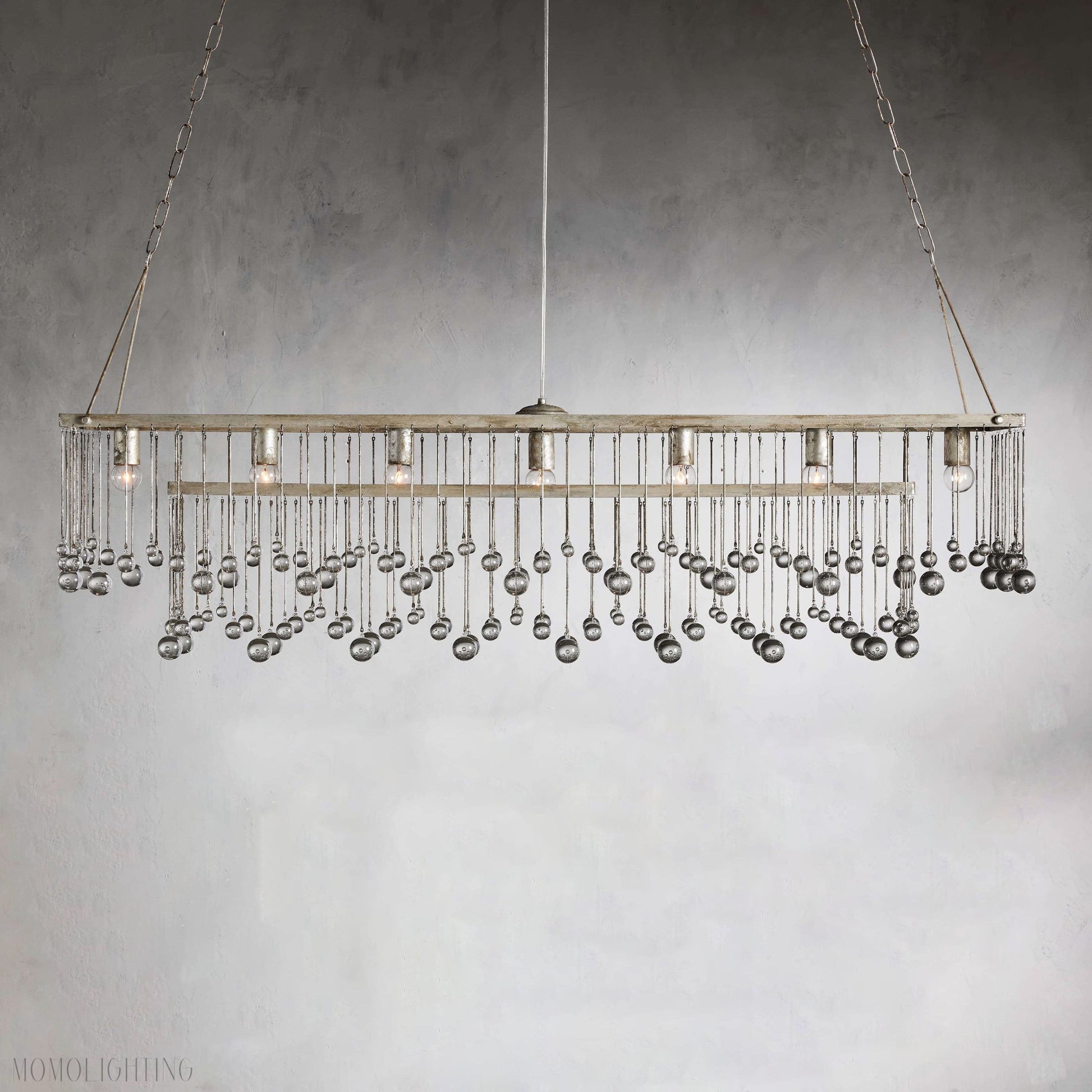 Aubrey Crystal Ball Rectangular Chandelier 47'' 60''-Momo Lighting