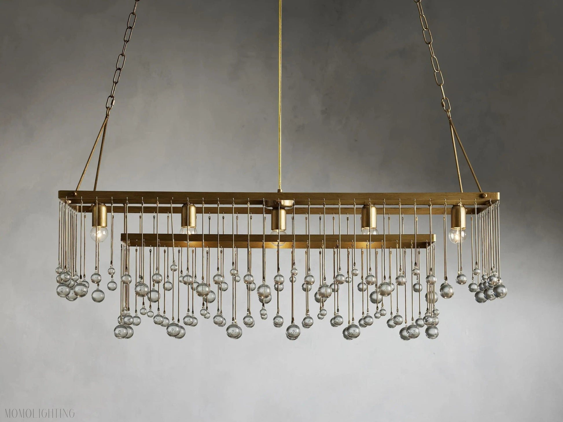 Aubrey Crystal Ball Rectangular Chandelier 47'' 60''-Momo Lighting