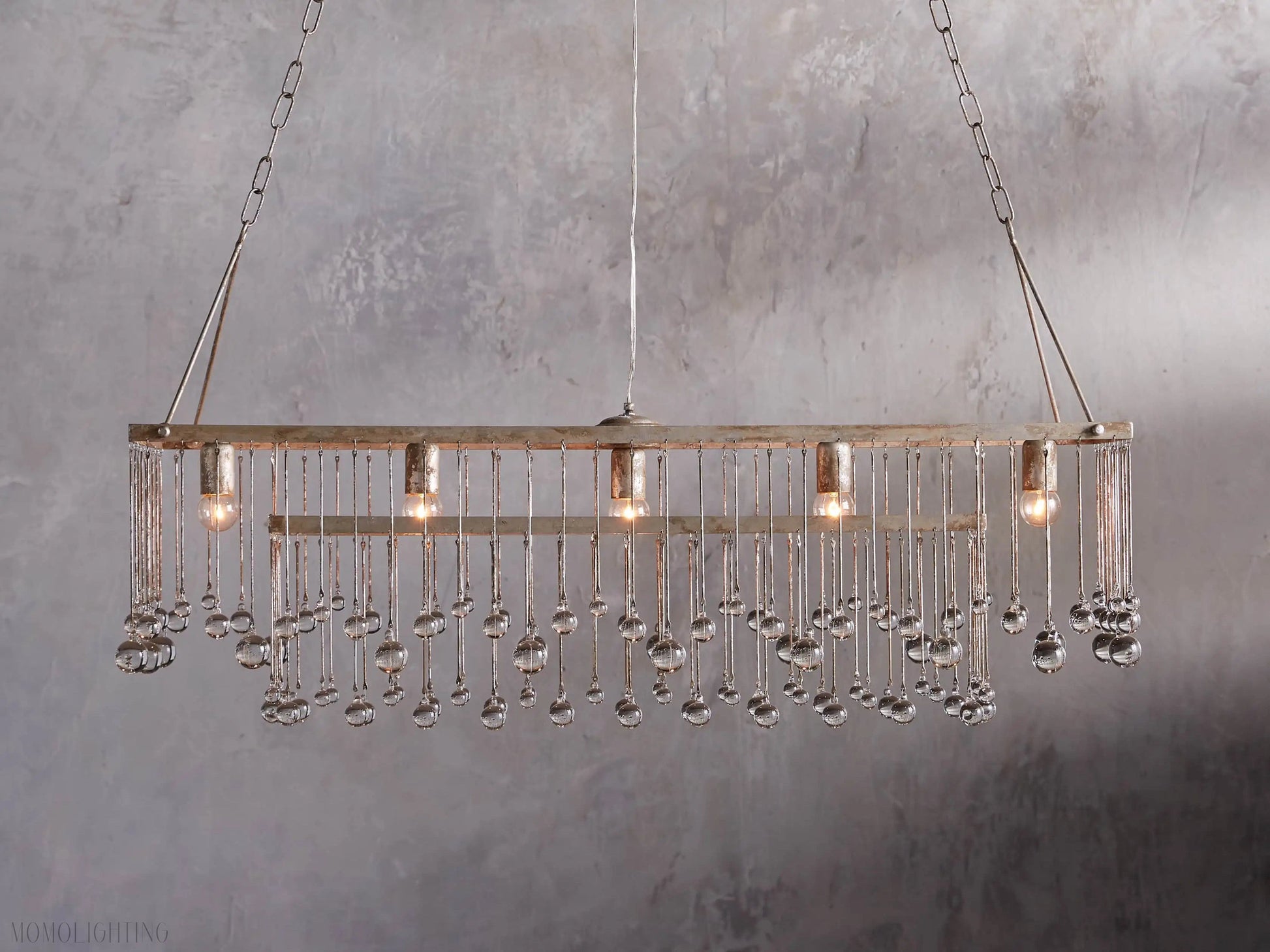 Aubrey Crystal Ball Rectangular Chandelier 47'' 60''-Momo Lighting