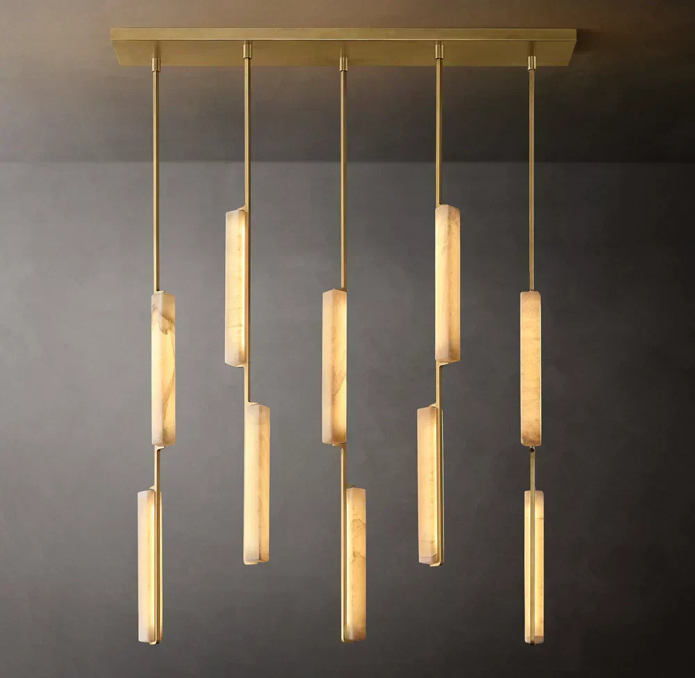 Audon Alabaster Linear Chandelier 54"-Momo Lighting