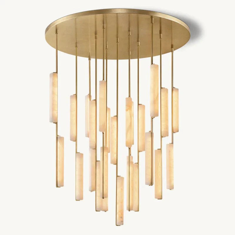 Audon Alabaster Round Chandelier-Momo Lighting